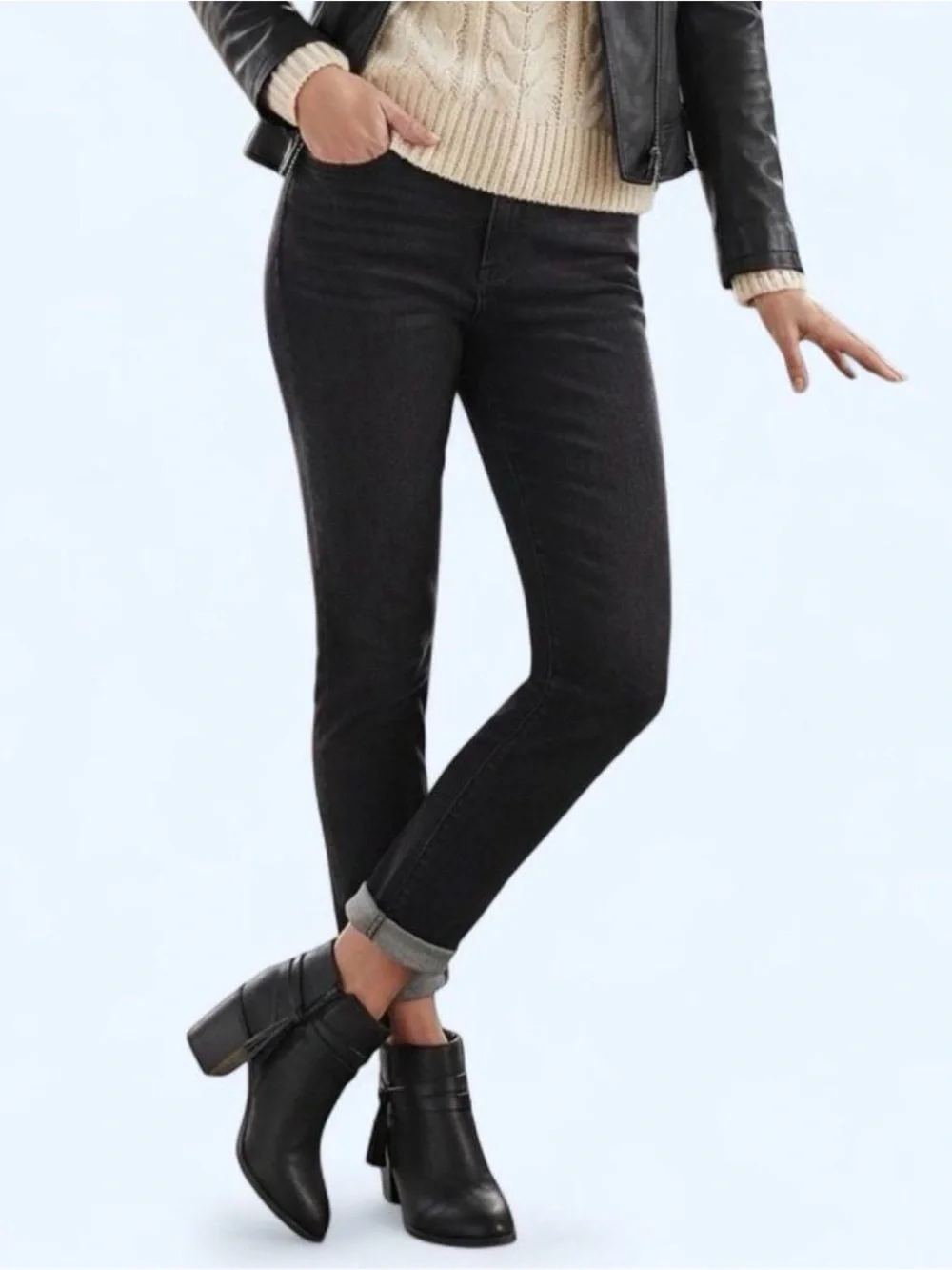 Style & Co. Black Tassel Strap Block Heel Ankle Boots